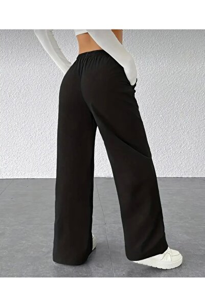 LACKH Black Gray Trackpants with Wide Legs and Printed Front, 2 Pieces