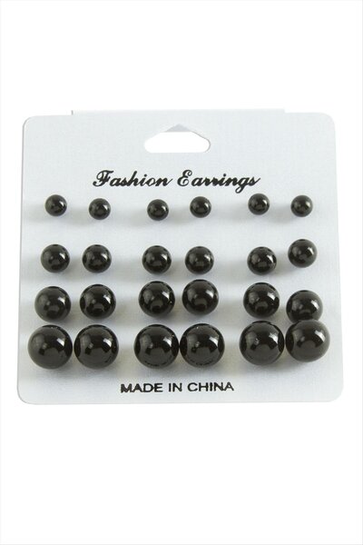ZERO LAND Nrzsnt Pearl Earrings with Card (00645) 30 Pieces-Black