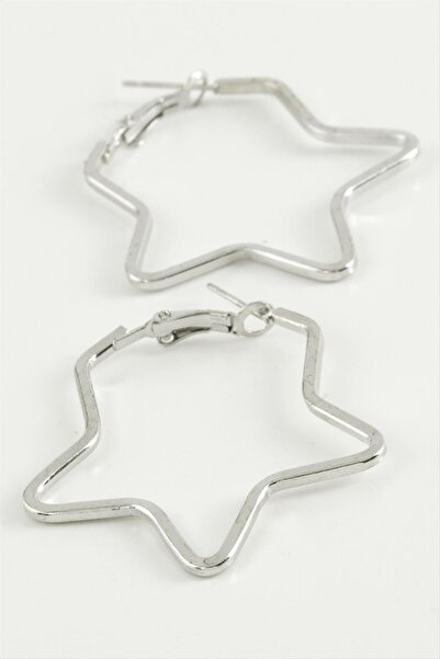 ZERO LAND Nrzsnt Star Hoop Earrings 6 (00711) Cm-Silver Color