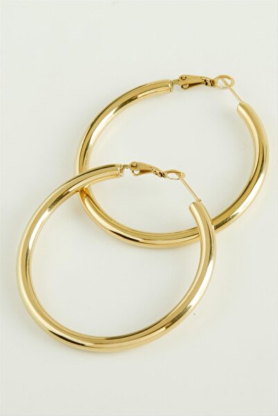 ZERO LAND Nrzsnt Pipe Luxury Steel Hoop Earrings (04616) 4 Cm-Yellow