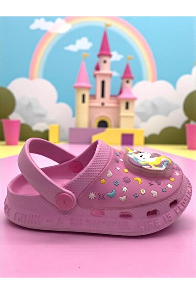 MARKABONİ Girl's Unicorn Pink Non-Slip Sole Pool Beach Slippers Sandals