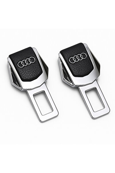 MRG Set of 2x Fake Seat Belt Adapters M1089, Leather Chrome Audi