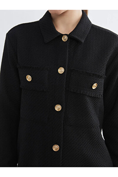 LC Waikiki Lcw Modest Women's Black Textured Shirt Tunic