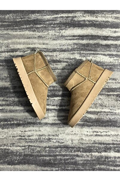 Zubiy Kız Çocuk Bebek Siyah Ultra Mini Süet Bot Içi Kürklü Kışlık Taban Ug Bot