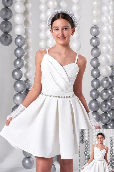 Mojo Bebek Mojo Girl's 10-15 Years Old Belt Detailed Short Evening Dress 810 ...