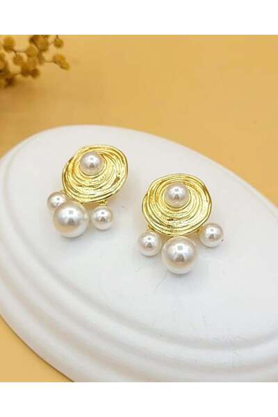 Nevoka Altın Halkalar Barok İncili Pirinç Küpe