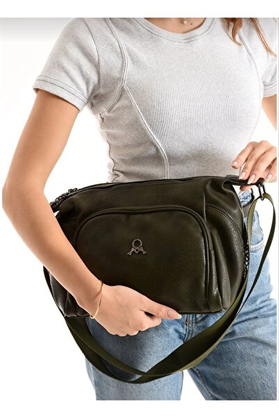 MEGA ÇANTA Mega Polo Club of Colors Ecru Soft Faux Leather Multi-Compartment Shoulder Bag