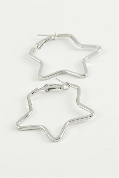 ZERO LAND Nrzsnt Star Hoop Earrings 4 (02025) Cm-Silver Color