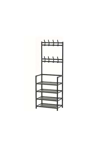 oemco Metal shoe rack, WTO®, 5 shelves, 168 x 60 x 26 cm, Black