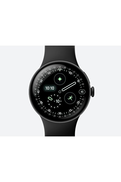 Google ساعة Pixel Watch 4 (45 مم) باللون الأسود غير اللامع - سوار رياضي من حج...