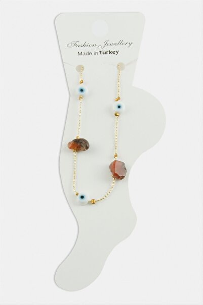 ZERO LAND Nrzsnt Nazar Broken Natural Stone (04518) Bead Anklet-Brown