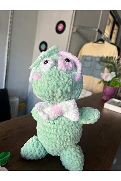 Sublime Butik Amigurimi Oyuncak Peluş Puf Örme Sevimli Dinazor Uyku / Oyun Ar...