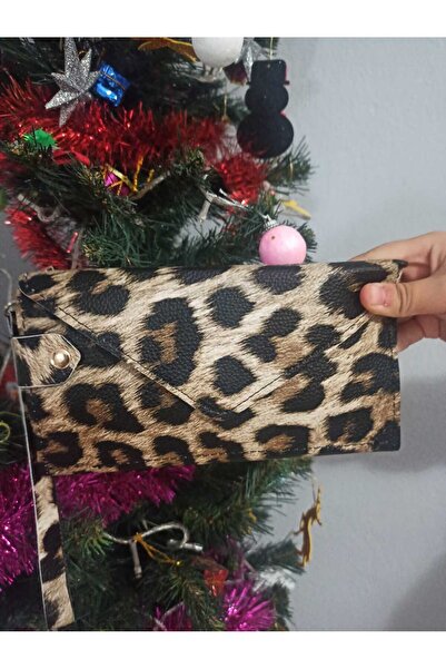 DerinHome Leopard Patterned Women's Wallet with Card Holder and Coin Compartment