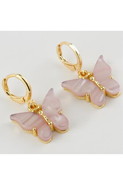 ZERO LAND Nrzsnt Butterfly Figured Polyester (03759) Earrings-Light Pink