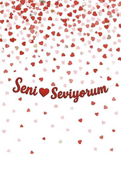 Baloncu Demmo لافتة حمراء رومانسية بعبارة 'أحبك'، احتفالية