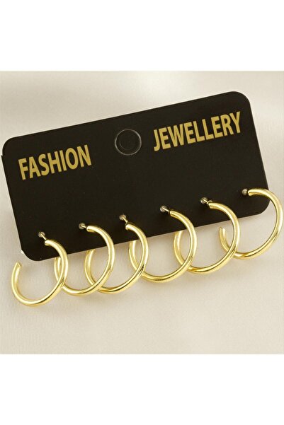 ZERO LAND Nrzsnt 6 Pieces Tube Hoop Earrings (05714) 2 Cm-Yellow