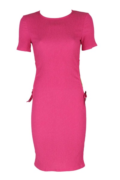 PIECES Rochie Dahlia roz închis - M, roz, 74% poliester reciclat, 25% poliester, 1% elastan