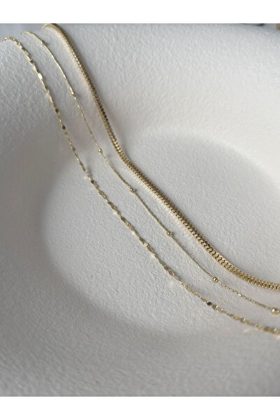 Studio Mossy ÖZEL SERİ KUYUMCU MODEL 14K MİKRON KAPLAMA İNCE ZİNCİR KOLYE