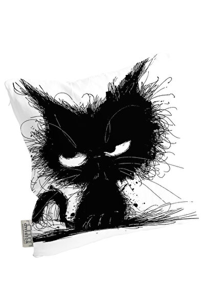 LOVER Drawing Cartoon Black Cat Digital Printing Throw Pillow Case