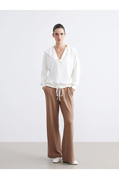 LC Waikiki Natuvera ecru polo neck lace-up blouse