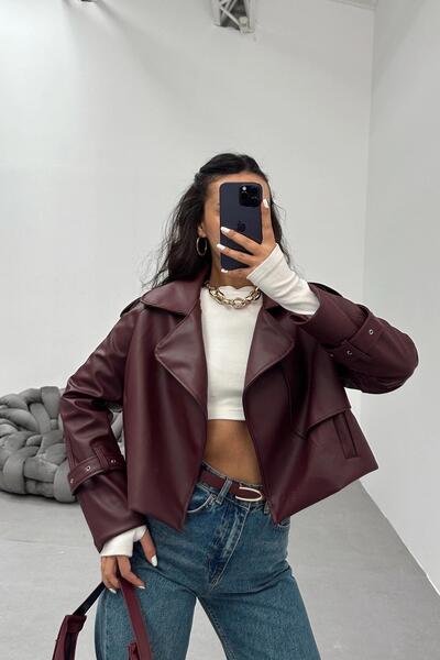 Jaglion Clarve Vintage Women's Burgundy Leather Jacket