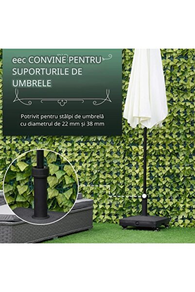 Outsunny Sun Umbrella Base, Outsunny, with Wheels and Filling Space (Up to 20 kg), HDPE, Black