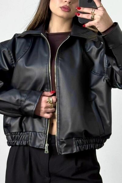 Jaglion سترة جلدية من نوع بومبر من بافيرا