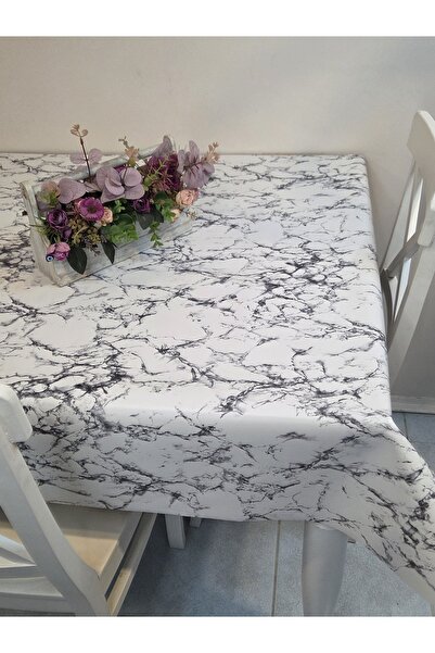 Başak Ev Tekstili Soft Textured Thick Pvc Tablecloth – Marble Pattern, Easy to Clean, Non-Slip & Wipeable