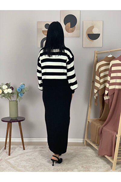 YusGos Women's Striped Plus Size Sweater Dress