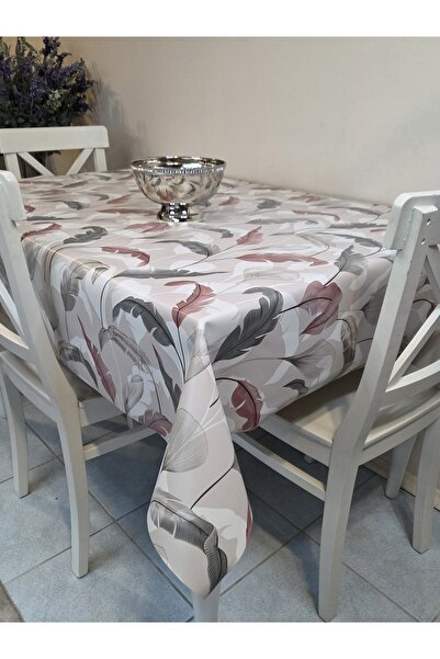 Başak Ev Tekstili Soft Textured Thick Pvc Tablecloth – Feather Pattern, Easy to Clean, Non-Slip & Wipeable