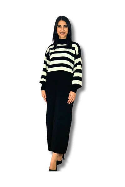 YusGos Women's Striped Plus Size Sweater Dress