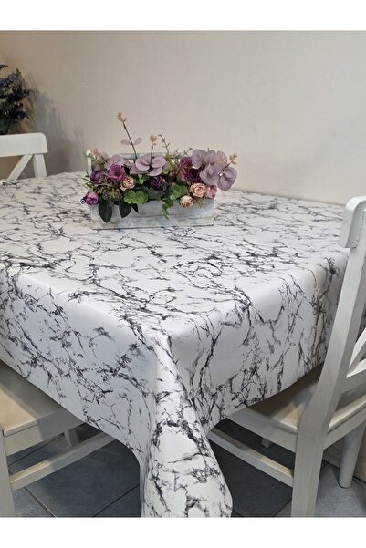 Başak Ev Tekstili Soft Textured Thick Pvc Tablecloth – Marble Pattern, Easy to Clean, Non-Slip & Wipeable
