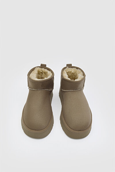 MİLAYA SHOES Cherry Fur-Inside Suede Winter Women's Boots Shoes