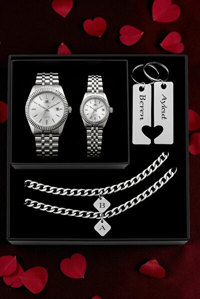 nw northwatch Kişiye Özel Çift Saat Bileklik ve Anahtarlık Hediye Seti – Sevg...