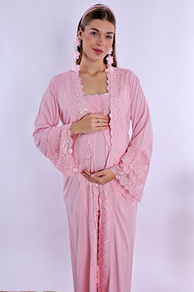ByLohusa Effortt Pink Dressing Gown Maternity Pajama Set