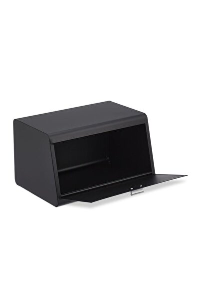 Relaxdays Bread/pastry box, stainless steel, black, 20.5 x 34.5 x 23.5 cm