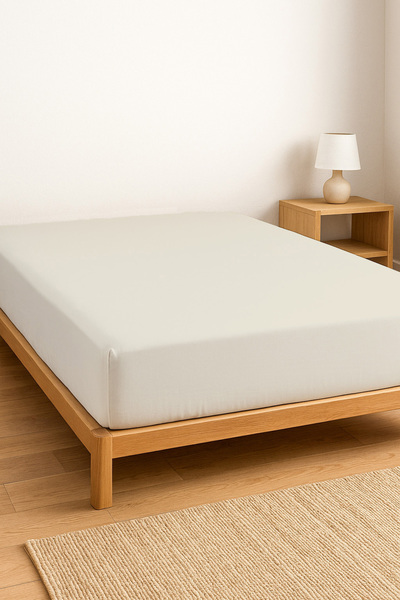 PureText |   Purecomfort |   100% Cotton Ranforce Double Elastic Fitted Sheet |   160X200 |   Stone