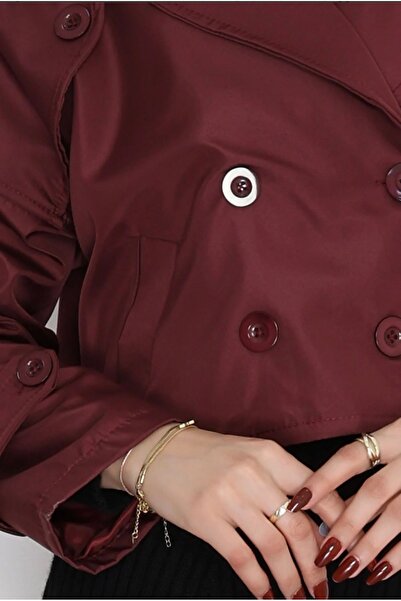 DuRu LiNe 🖤 – Zarafetiyle Fark Yaratan Astarlı Kısa Trençkot 💫