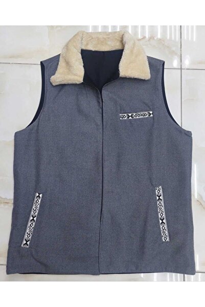 Generic Men's double-face flip-flop, gray and black