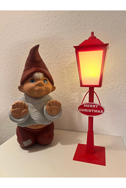 multiogz Yılbaşı Sokak Lambası Dekor – Merry Christmas Işıklı LED Lamba, Masaüstü Süs ve Hediye Pilli