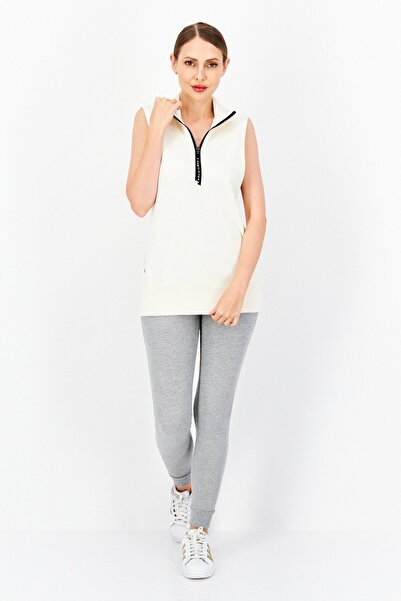 adidas Women Sportswear Fit Half Zip Outdoor Sweater Vest, Cream