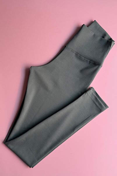 Elosia Form Class | 2-Pack of Green and Dusty Rose Color Long, Ribbed Knit , Shaping / Sculpting , High Waist Women's Leggings