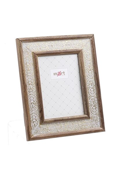inart Photo frame made of wood and resin Beige Golden 13 x 18 cm