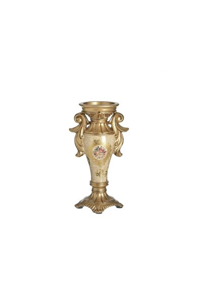 inart Resin candle holder Beige Golden 12 cm x 10 cm x 25 cm