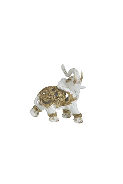 inart Elephant resin decoration White Golden 15 cm x 7 cm x 15 cm