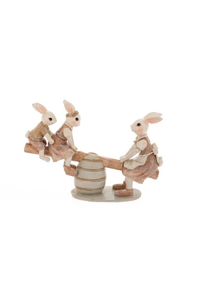 Iliadis Alexandros Figurina Bunnies on a Swing 20 cm x 7 cm x 13 cm