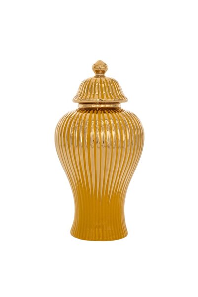 Iliadis Alexandros Vaza din ceramica Yellow Gold cu capac 35 cm