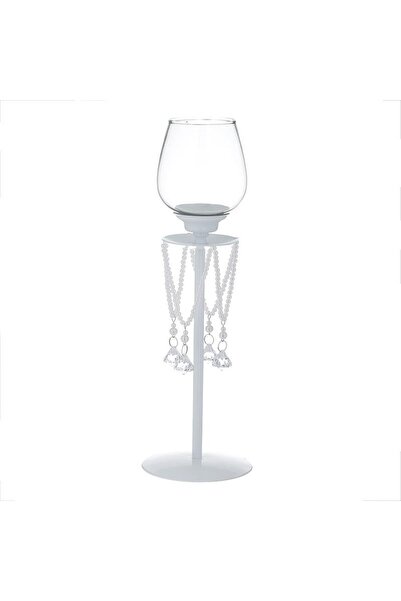 inart White Jewel candle holder