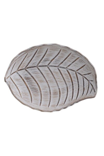 inart Wooden tray Beige Leaf 30cm x 22cm x 5cm