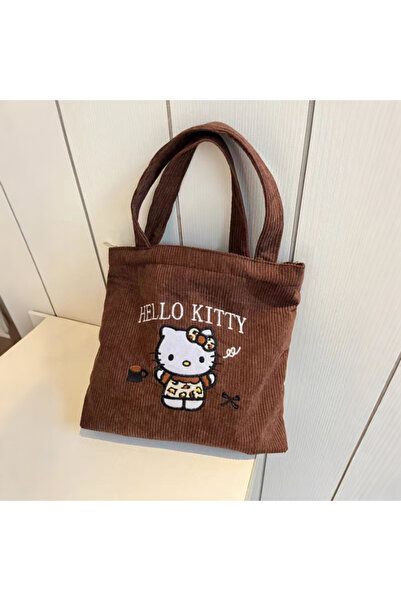 Miniso B Handbag with Sanrio embroidery, Kitty, large capacity, fashionable, versatile corduroy shoulder b.